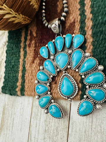 Navajo Sterling Silver & Turquoise Naja Pendant