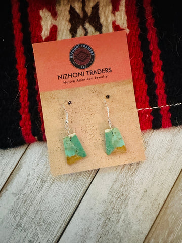 Navajo Sterling Silver & Turquoise Slab Dangle Earrings