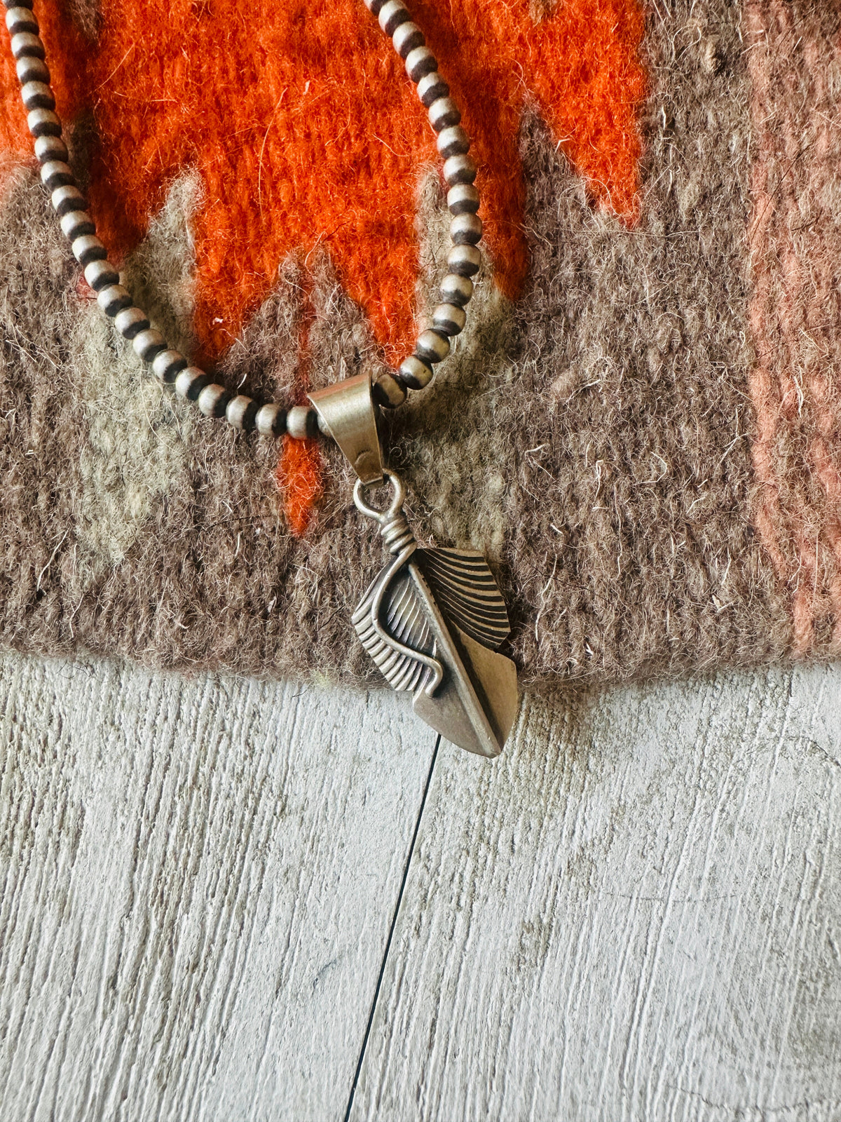 Navajo Sterling Silver Feather Pendant