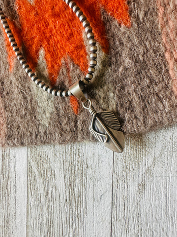 Navajo Sterling Silver Feather Pendant