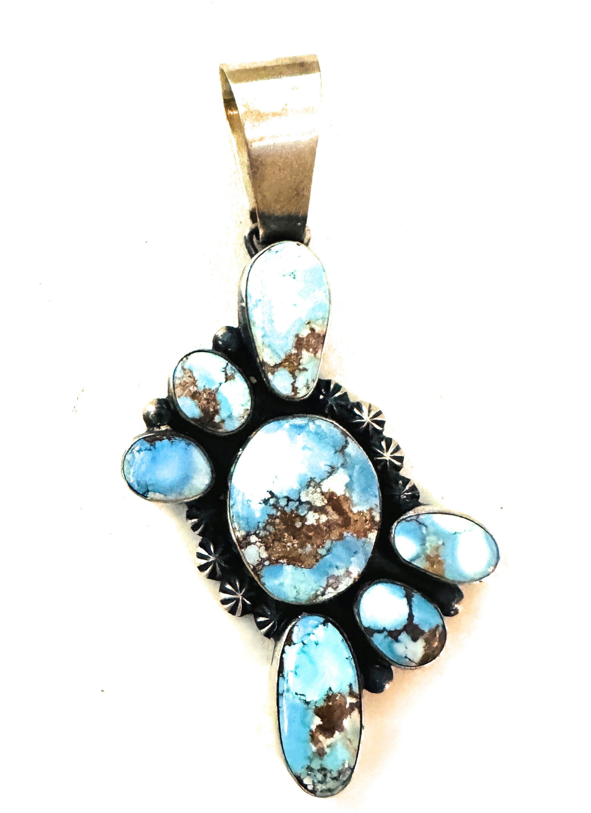 Navajo Golden Hills Turquoise & Sterling Silver Pendant by Paul Livingston