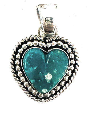 Navajo Turquoise & Sterling Silver Heart Pendant