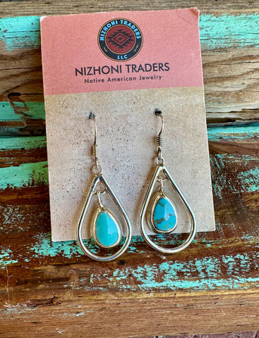 Hanging Turquoise Teardrop Earrings