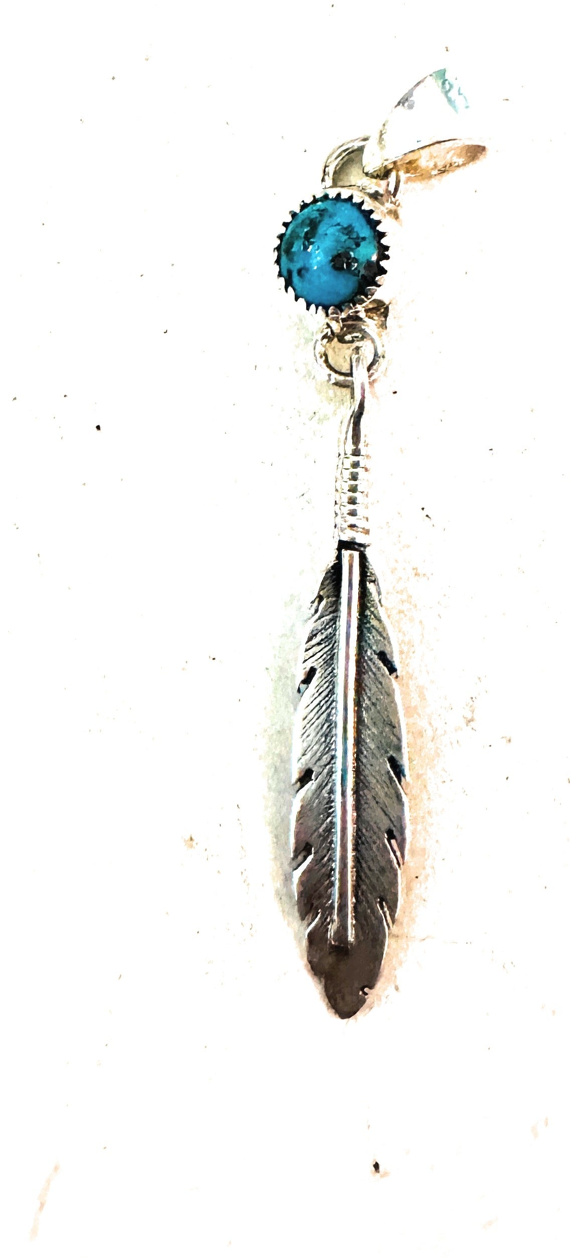 Navajo Turquoise & Sterling Silver Feather Pendant