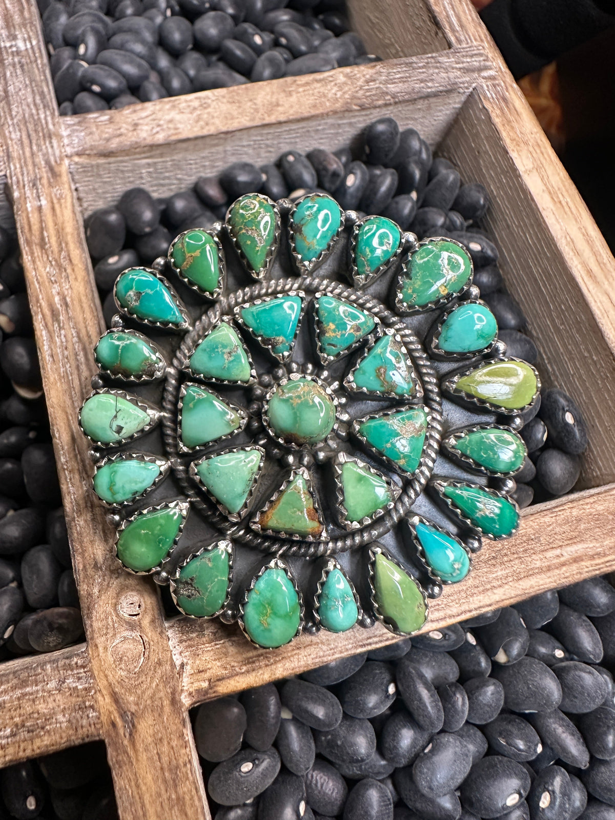 Handmade Emerald Valley Turquoise & Sterling Silver Adjustable Ring