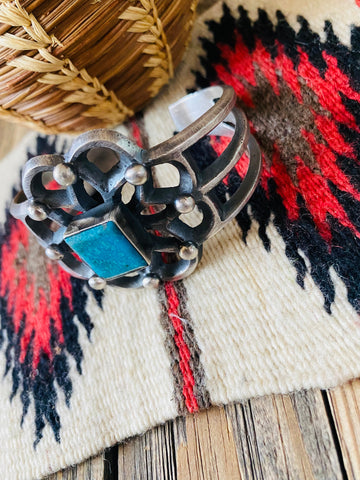 Navajo Kingman Turquoise & Sterling Silver Cuff Bracelet by Chimney Butte