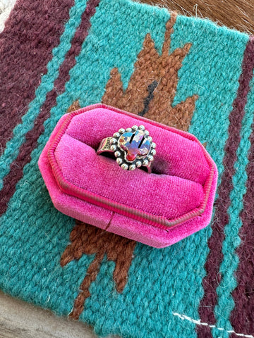 Handmade Sterling Silver Pink Dream Mojave Saguaro Cactus Adjustable Ring