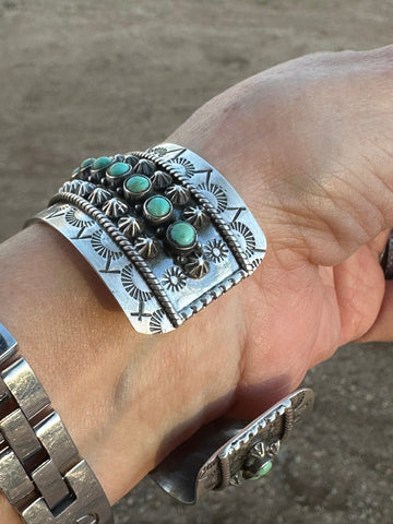 “The Dream” Handmade Sterling Silver & Royston Turquoise  Cuff Bracelet