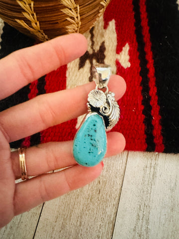 Navajo Morenci Turquoise & Sterling Silver Pendant