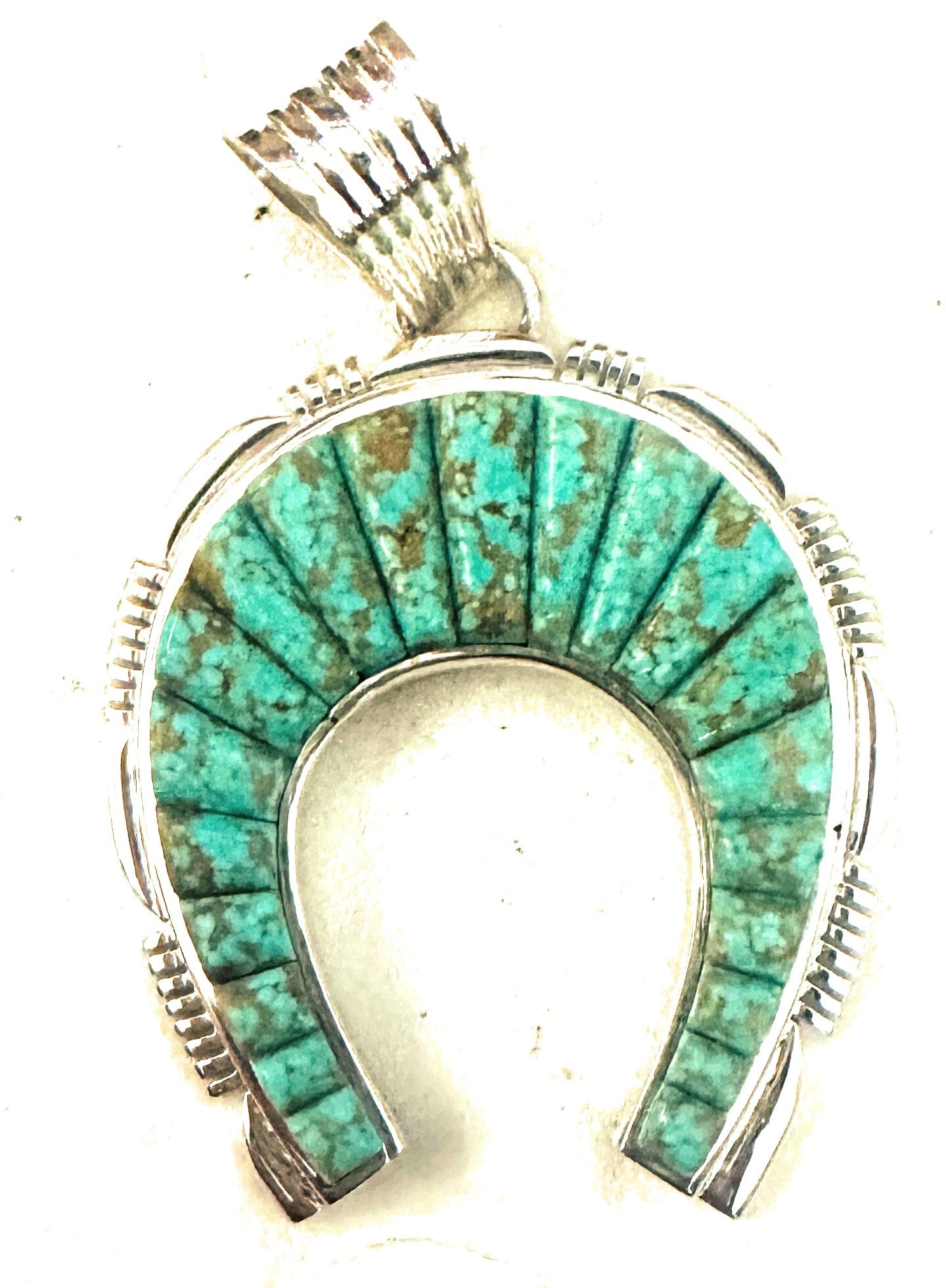 Navajo Turquoise & Sterling Silver Inlay Naja Pendant