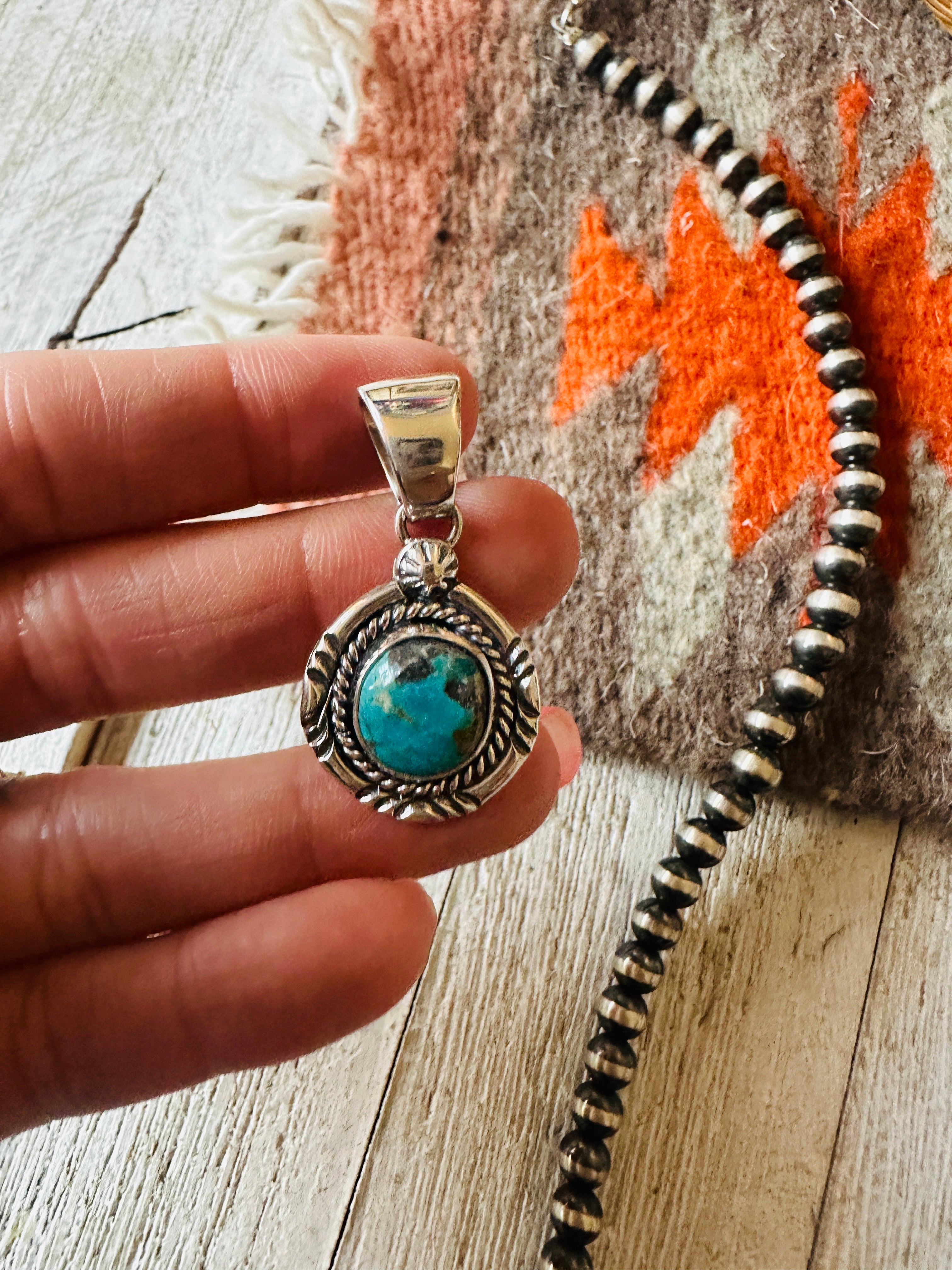 Navajo Turquoise & Sterling Silver Pendant