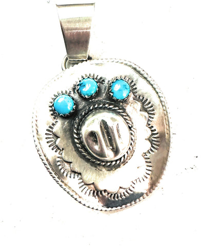 Navajo Turquoise & Sterling Silver Cowboy Hat Pendant