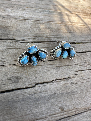 Nizhoni “The Backroads” Golden Hills Turquoise & Sterling Silver 4 Stone Earrings Handmade