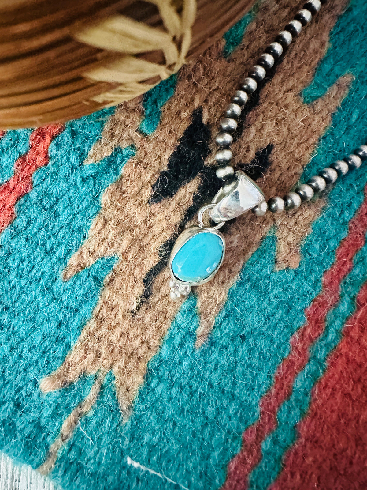 Navajo Kingman Turquoise & Sterling Silver Pendant