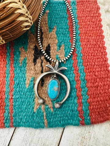 Navajo Turquoise & Sterling Silver Naja Pendant by Martha Cayatineto