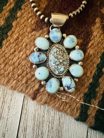 Navajo Golden Hills Turquoise & Sterling Silver Cluster Pendant