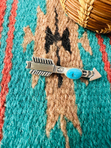 Navajo Turquoise & Sterling Silver Arrow Brooch/ Pendant