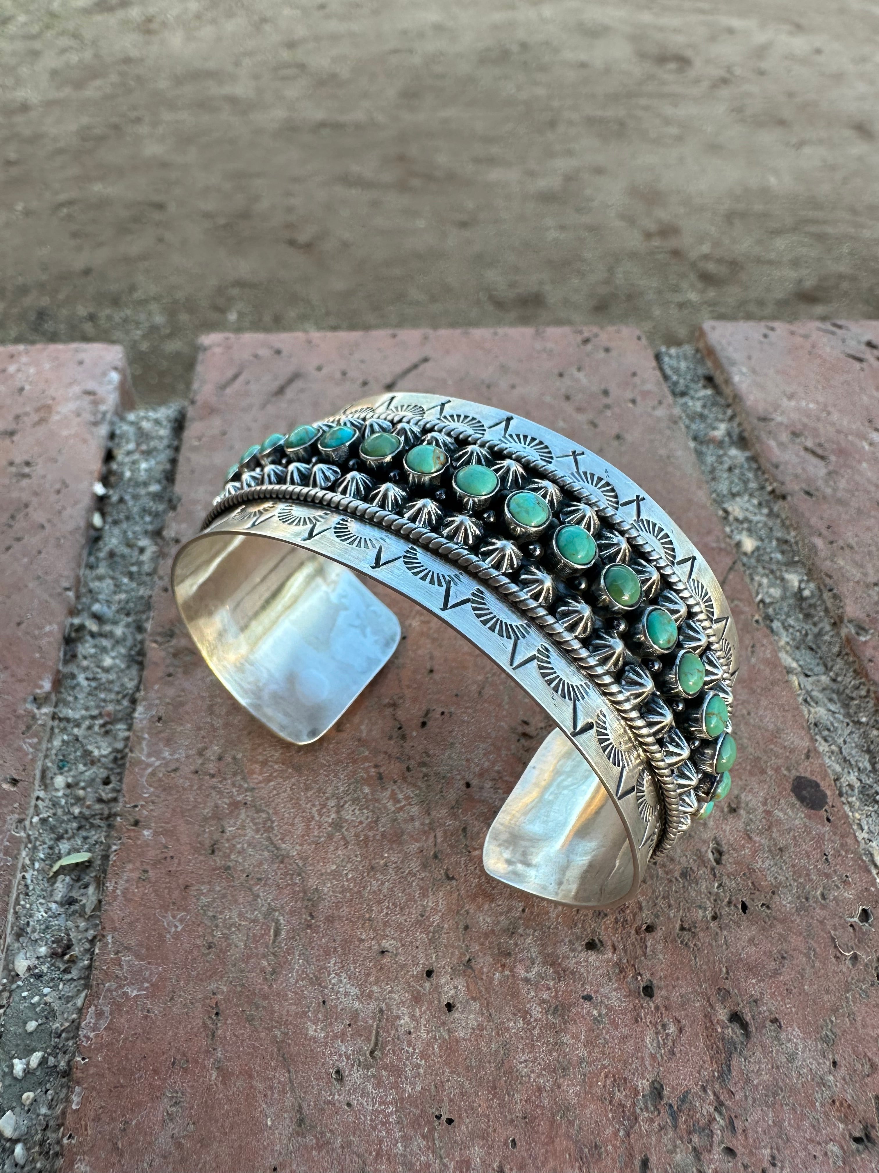 “The Dream” Handmade Sterling Silver & Royston Turquoise  Cuff Bracelet