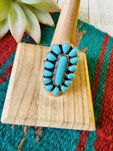 Navajo Turquoise & Sterling Silver Cluster Ring