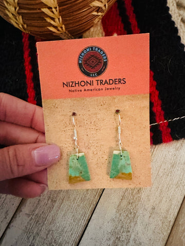 Navajo Sterling Silver & Turquoise Slab Dangle Earrings