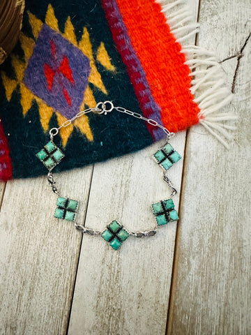 Navajo Turquoise & Sterling Silver Link Bracelet by Julia Etsitty