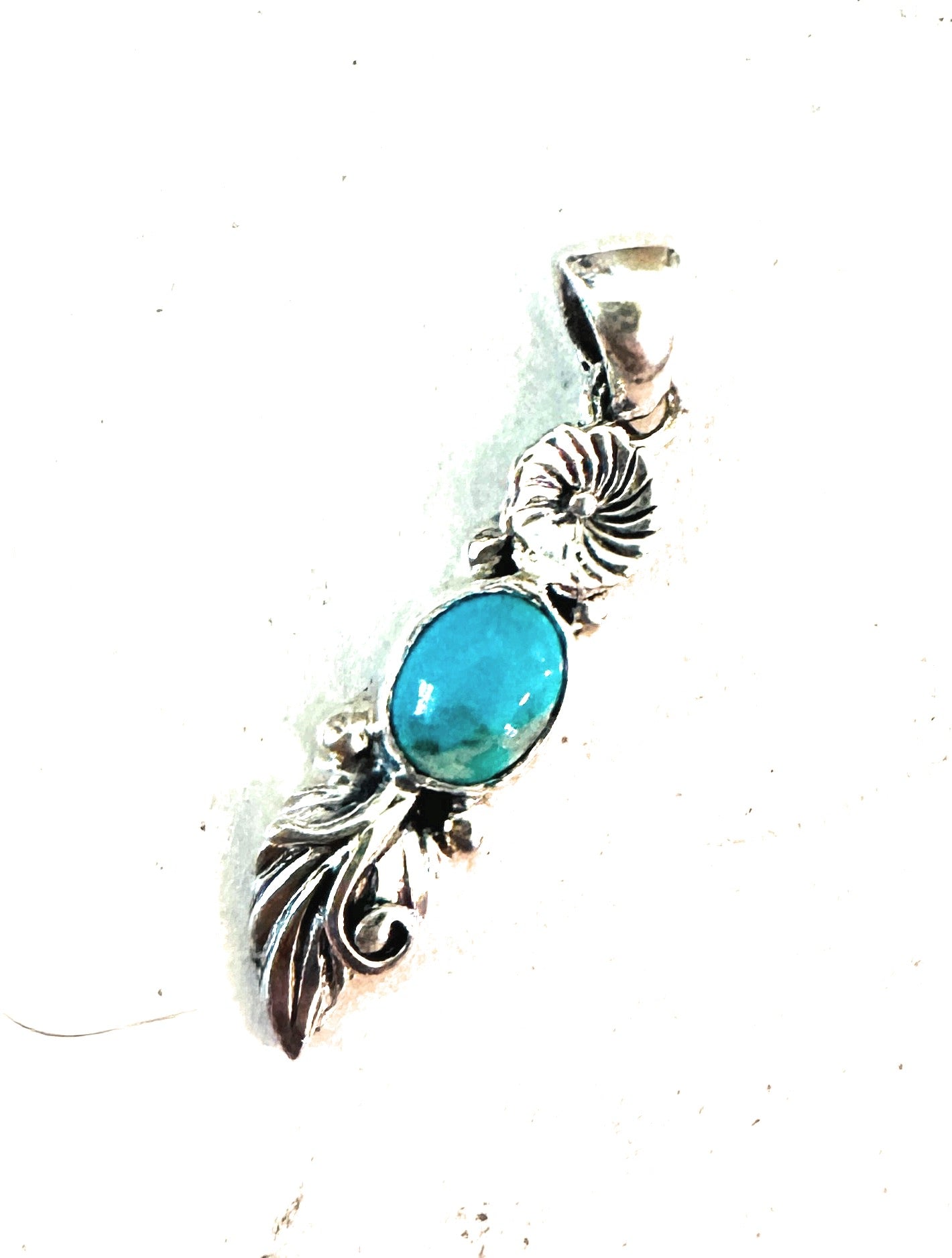 Navajo Turquoise & Sterling Silver Flower Pendant