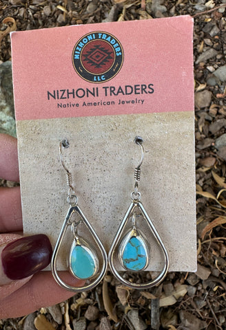 Hanging Turquoise Teardrop Earrings