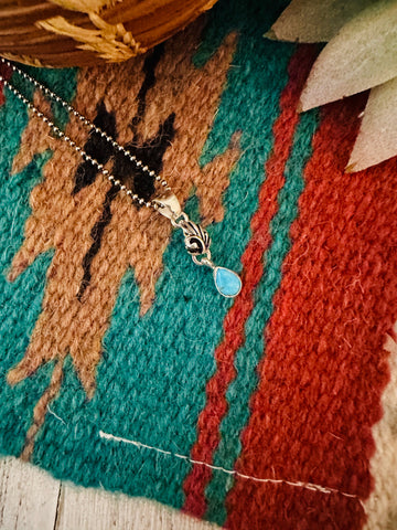 Navajo Turquoise & Sterling Silver Feather Pendant