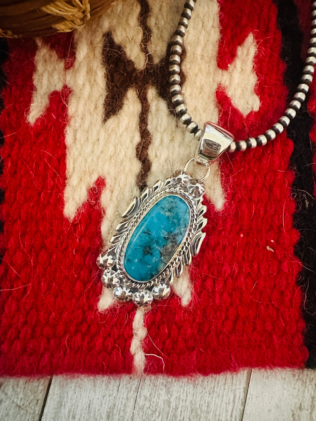 Navajo Kingman Turquoise & Sterling Silver Pendant