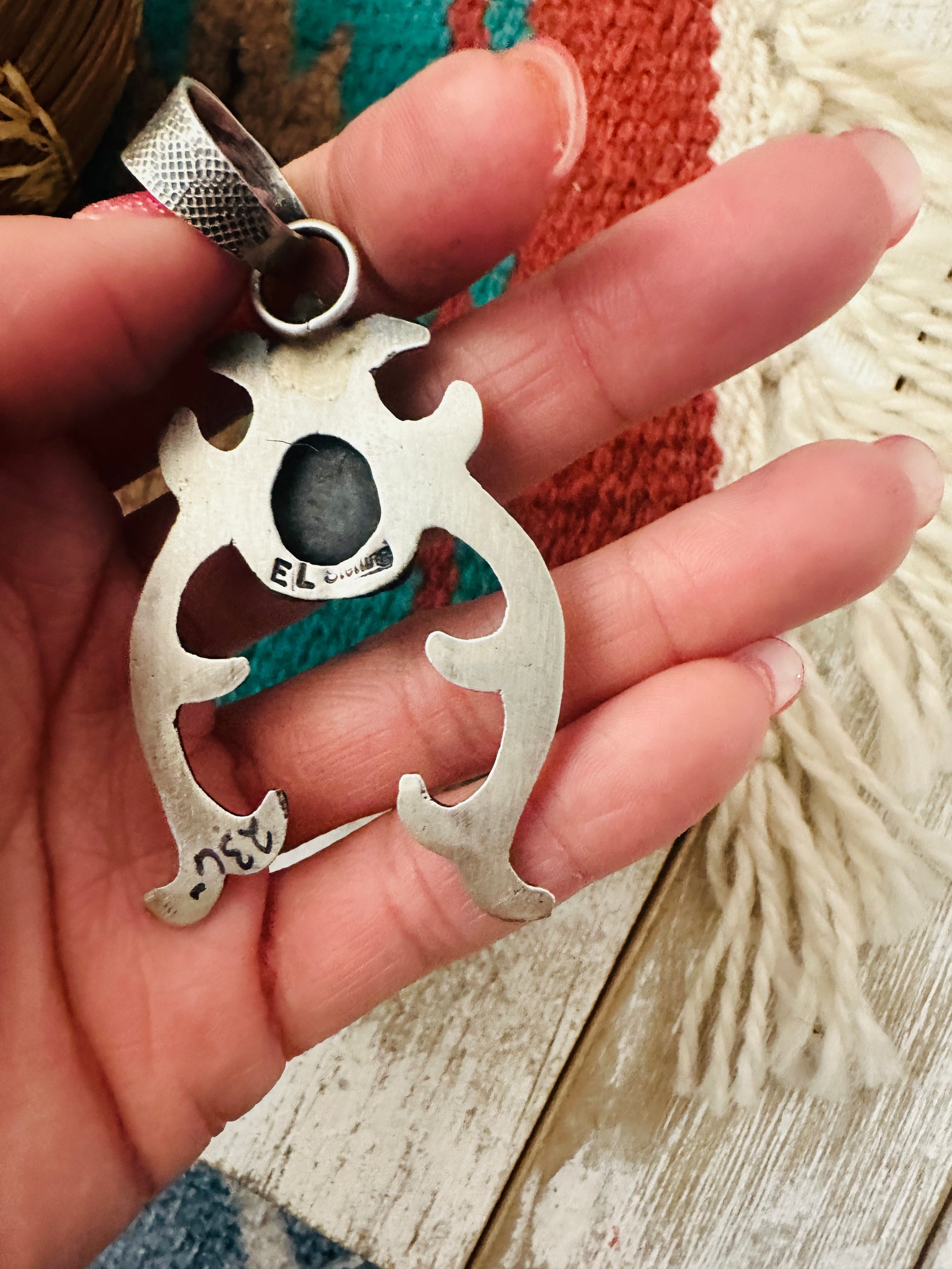 Navajo Turquoise & Sterling Silver Naja Pendant