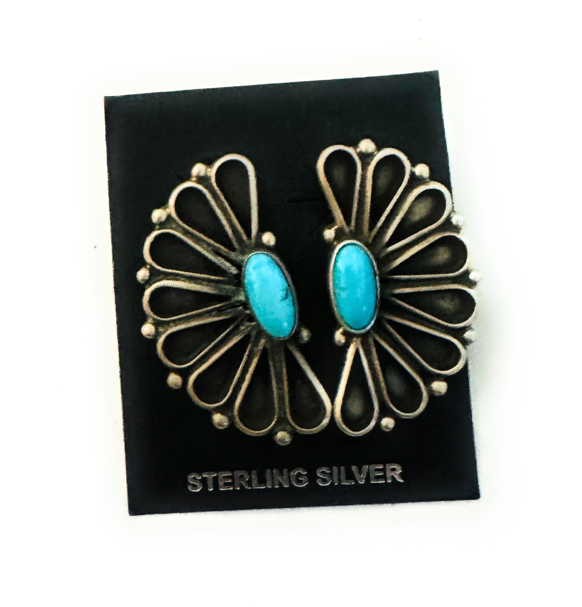 Navajo Sterling Silver & Turquoise Post Earrings by Geraldine James