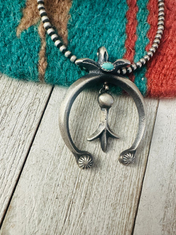 Navajo Turquoise & Sterling Silver Naja Pendant by Martha Cayatineto