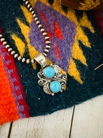 Navajo Kingman Turquoise & Sterling Silver Pendant