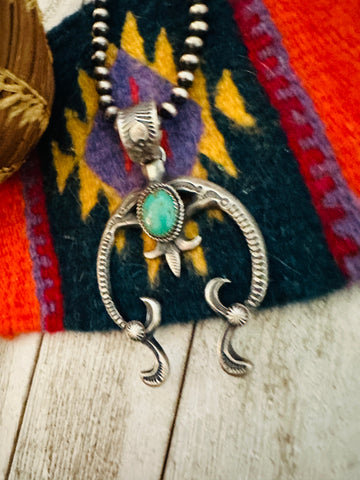 Navajo Turquoise & Sterling Silver Naja Pendant