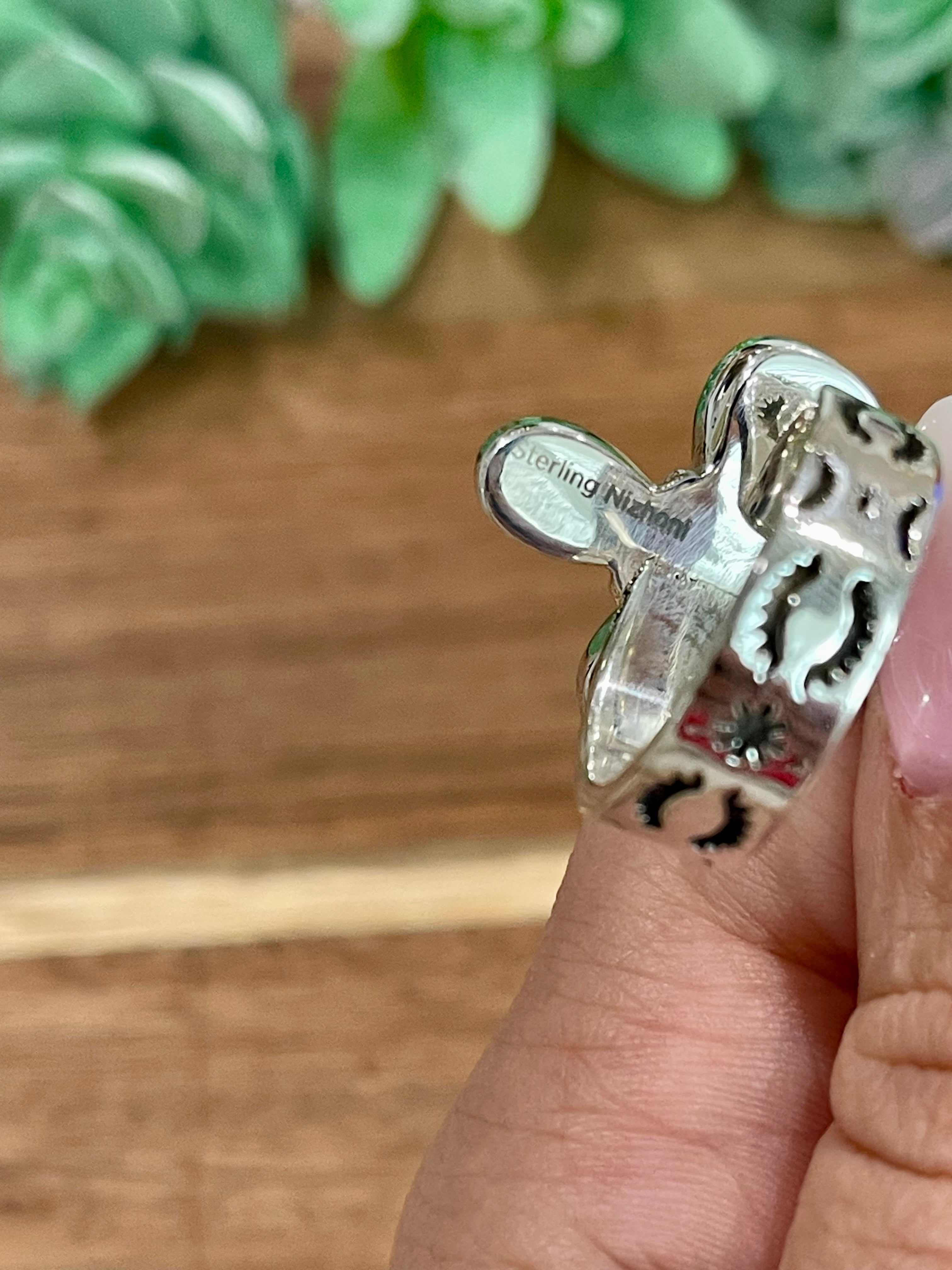 Handmade Sterling Silver & White Buffalo Adjustable Ring