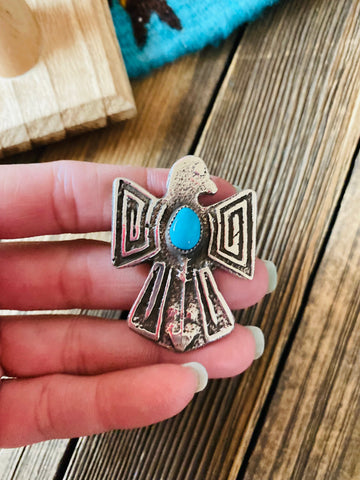 Navajo Sterling Silver & Turquoise Thunderbird Ring