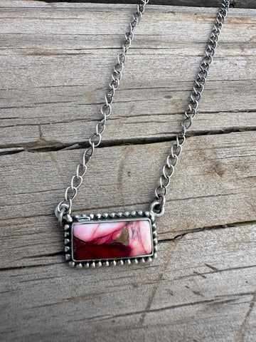 Beautiful Handmade Sterling Silver Dahlia Rose Bar Necklace