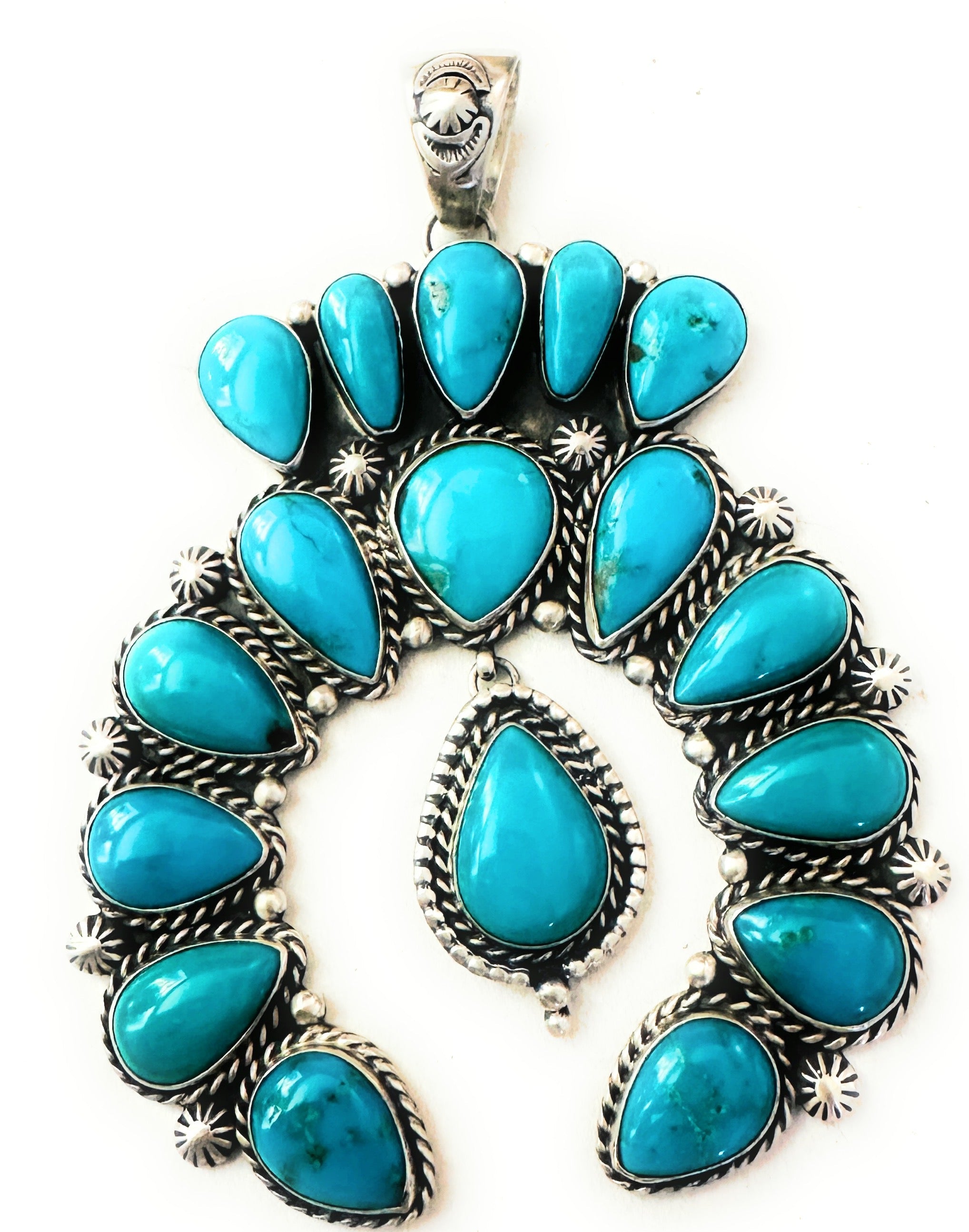 Navajo Sterling Silver & Turquoise Naja Pendant