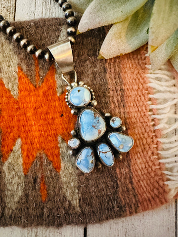 Navajo Golden Hills Turquoise & Sterling Silver Cluster Pendant