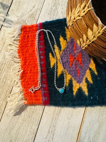 Navajo Turquoise And Sterling Silver Dot Necklace