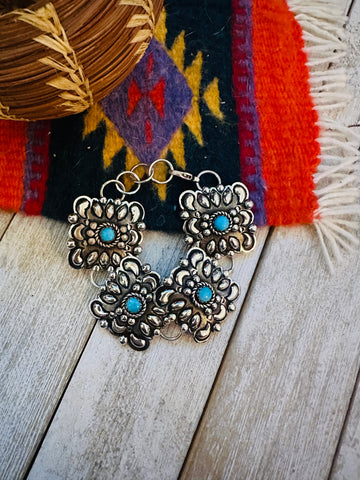 Navajo Turquoise & Sterling Silver Concho Link Bracelet