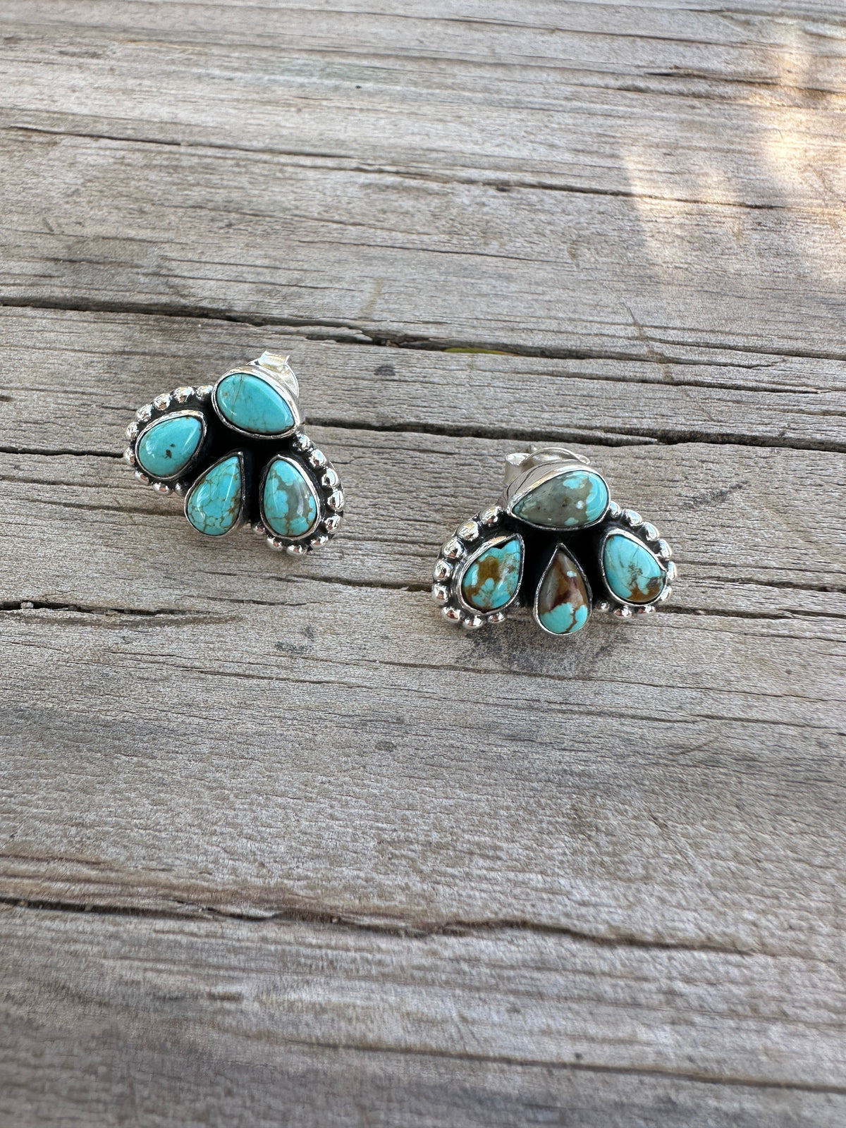 Nizhoni “The Backroads” Number 8 Turquoise & Sterling Silver 4 Stone Earrings Handmade