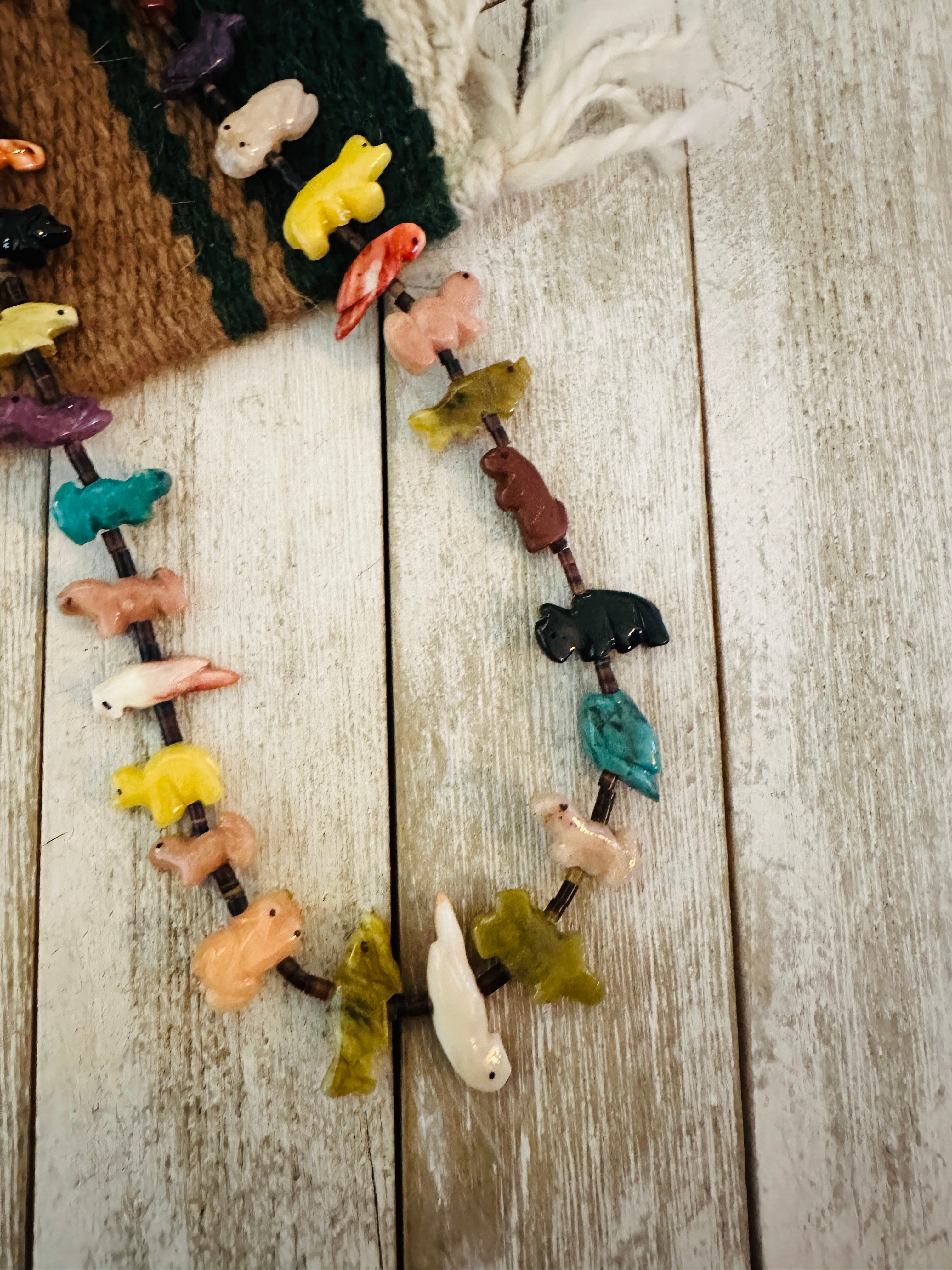 Zuni Multi Stone & Heishi Beaded Fetish Necklace