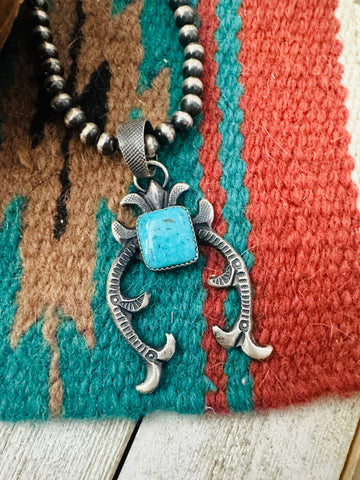 Navajo Turquoise & Sterling Silver Naja Pendant