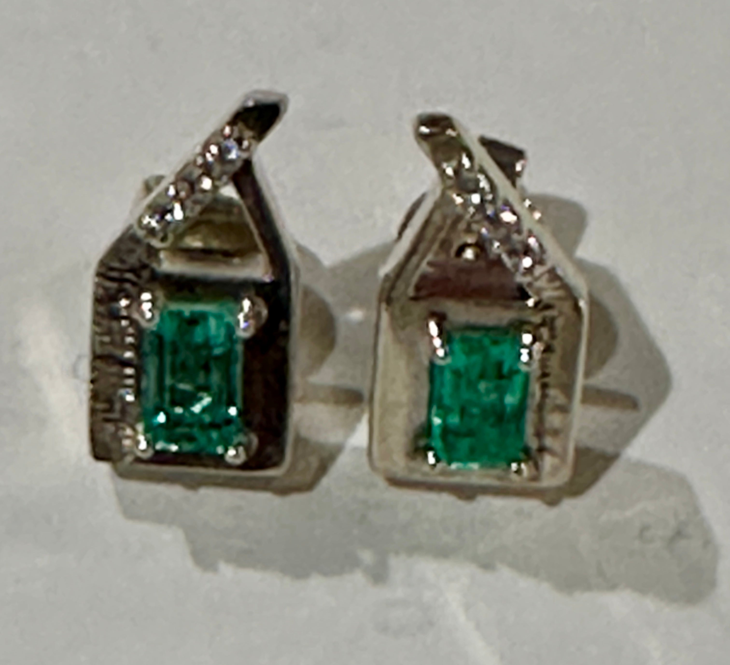 Colombian Emerald Earrings in Sterling Silver set 2