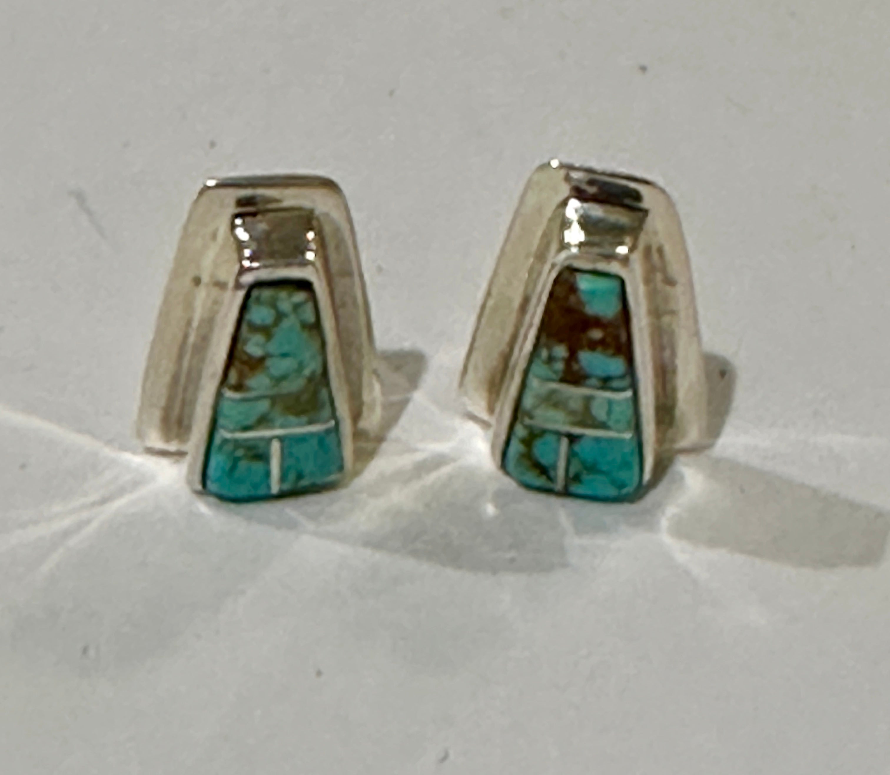 Navajo Turquoise 8 & Sterling Silver Petite Stud Earrings