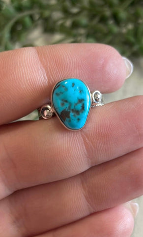 Navajo Sterling Silver Single Stone Turquoise Ring