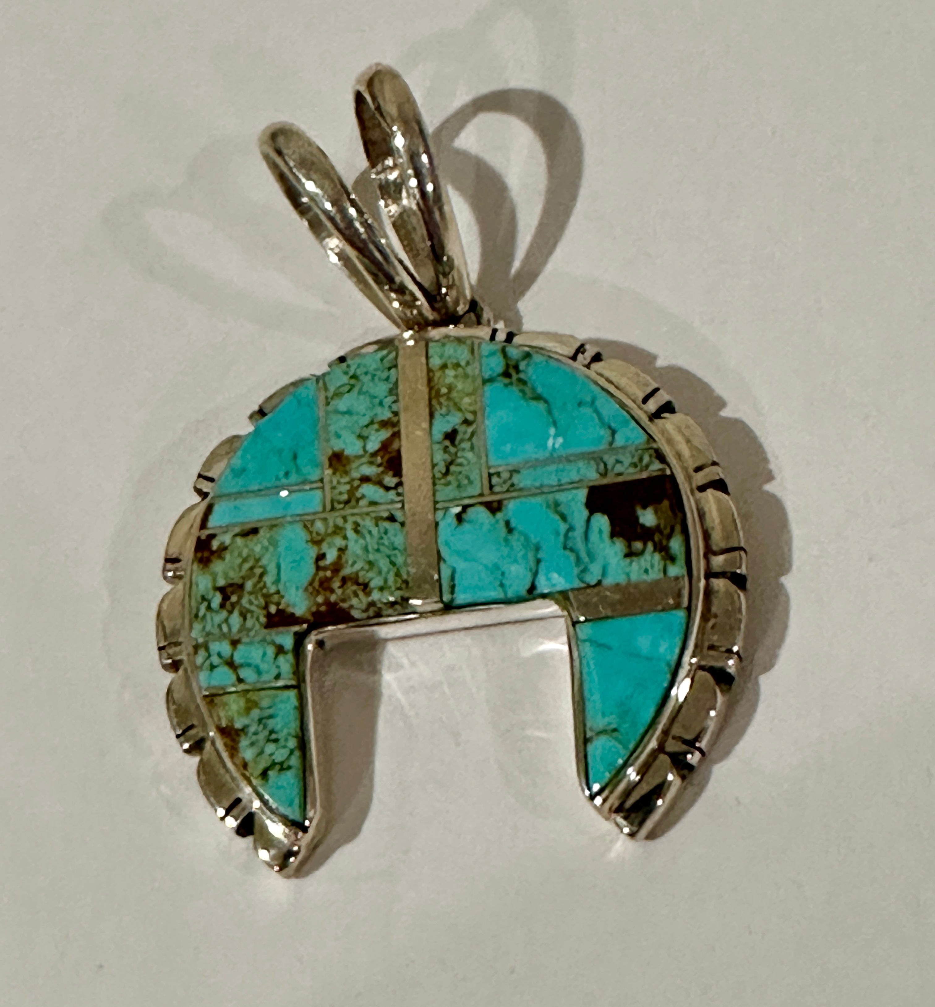 Navajo Turquoise 8 & Sterling Silver Naja Pendant