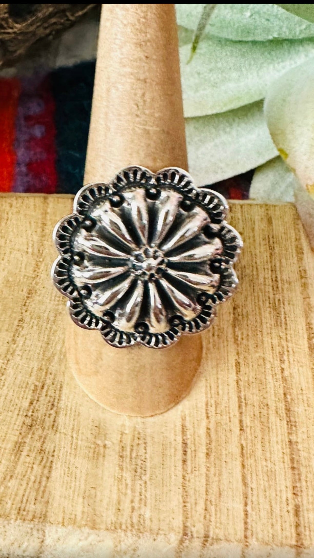 Beautiful Handmade Sterling Silver Adjustable Concho Ring