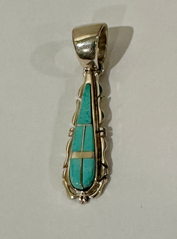 Navajo Turquoise 8 & Sterling Silver Jagged Pendant